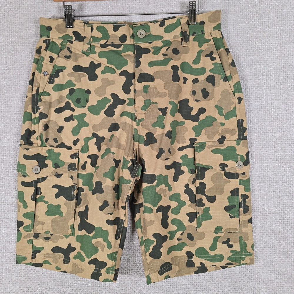 LRG Panda Camo Cargo Shorts Mens 31 Green Tan Ripstop Cotton Streetwear